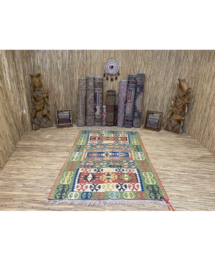 Handmade Turkish Kayseri Nomadic Original  Wool on Wool Kilim – FREE SHIPPING..!